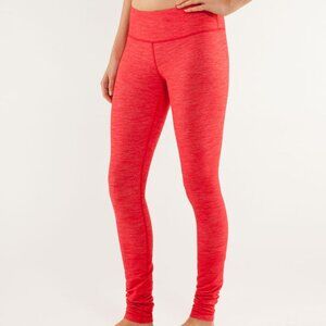GUC Lululemon Wunder Under Pant Leggings in Denim Love Red | Size 4